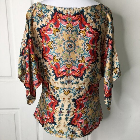 Anthropologie Kas New York Winterstar Boho Kaleidoscope Blouse Sz 2 Multicolor - Picture 8 of 15